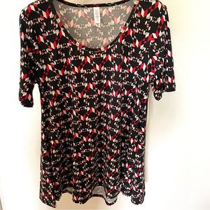 LulaRoe fun red black grey pattern tunic top XS